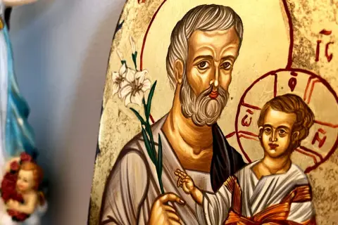 Ikona św. Józefa z Dzieciątkiem Jezus, symbol nadziei w modlitwie w sprawach trudnych i beznadziejnych.