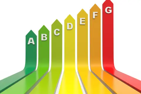 Ranking efektywności energetycznej od A (najlepsza) do G. Urządzenie ma klasę energetyczną D, co oznacza przeciętny wynik.