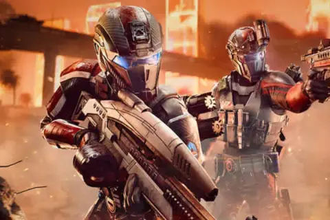Dwóch żołnierzy w futurystycznych zbrojach, gotowych do walki. Czy to zapowiedź Mass Effect 5?