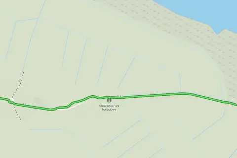 Mapa szlaku w Słowińskim Parku Narodowym. Trasa prowadzi od portu do punktu widokowego, oferując kluki atrakcje.