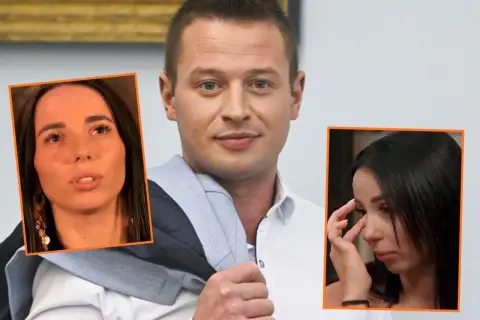 Krzysztof rolnik szuka żony. Na zdjęciu mężczyzna z dwoma zbliżeniami na kobiety, jedna z nich płacze.