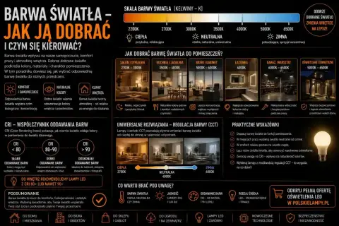 Wybierz najzdrowsza barwa światła dla Twojego domu, biura i ogrodu. Poradnik o barwie światła, CRI i jasności.