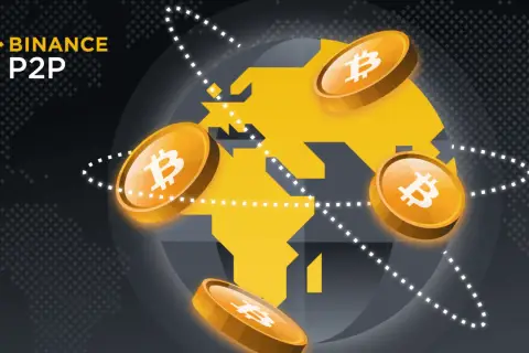 Binance P2P: Bitcoin krąży wokół świata, symbolizując globalne transakcje peer to peer.