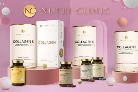 Suplementy diety Nutri Clinic: kolagen B, C, F, witamina D3, adaptogeny i antyoksydanty. Dbanie o zdrowie z minerałami i witaminami.