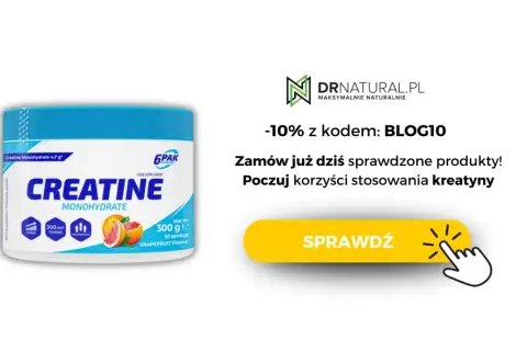 Pojemnik z kreatyną monohydrat. Różne rodzaje kreatyny wspierają budowę masy i wydolność. Sprawdź korzyści stosowania kreatyny!
