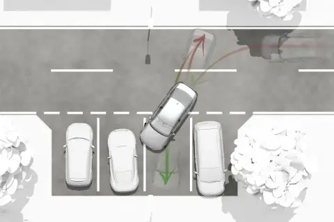 System **front assist** pomaga zaparkować auto, wskazując bezpieczną przestrzeń i ostrzegając przed kolizją.