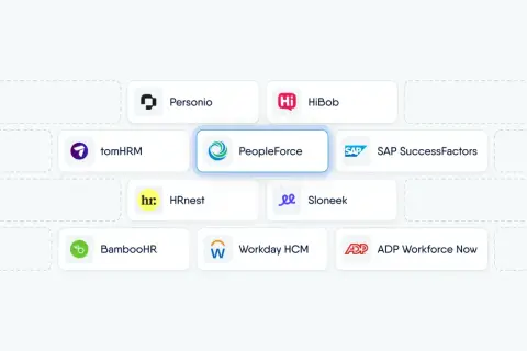 Zintegrowane systemy HR: Personio, HiBob, tomHRM, PeopleForce, SAP SuccessFactors, HRnest, Sloneek, BambooHR, Workday HCM, ADP Workforce Now.