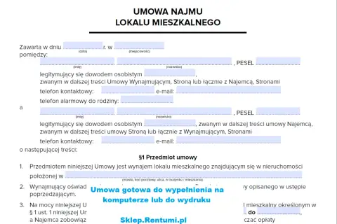 Umowa najmu lokalu mieszkalnego - najlepsza umowa najmu mieszkania do wypełnienia online lub wydruku.