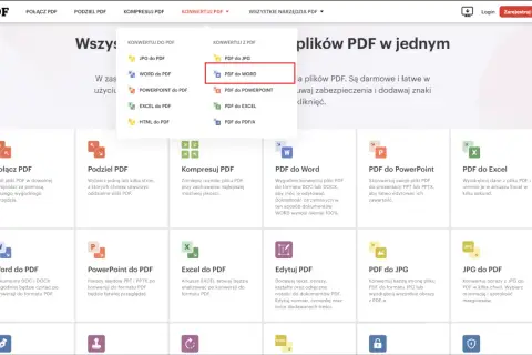 Konwersja PDF do WORD. Zapisz pliki PDF jako edytowalne dokumenty WORD, zachowując formatowanie.