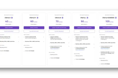 Porównaj oferty abonamentowe: S, S+, M, L, HOMEBOX. Sprawdź, gdzie najlepiej przenieść numer na abonament, analizując pakiety internetu, rozmów i SMS-ów.