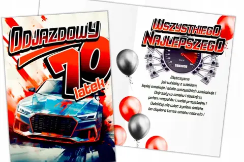 Osiemdziesiąte urodziny to "odjazdowy" wiek! Życzenia na 70 urodziny z autem i życzeniami dla mężczyzny.