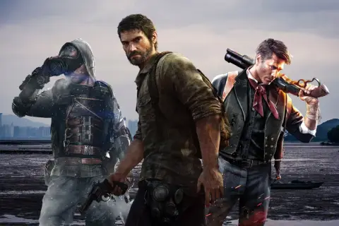 Trzech bohaterów w postapokaliptycznym świecie, przypominających klimatem gry podobne do The Last of Us.