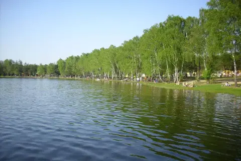 Jezioro Zagłębocze oferuje liczne atrakcje: plażowanie, relaks pod drzewami i zabawy na placu zabaw.