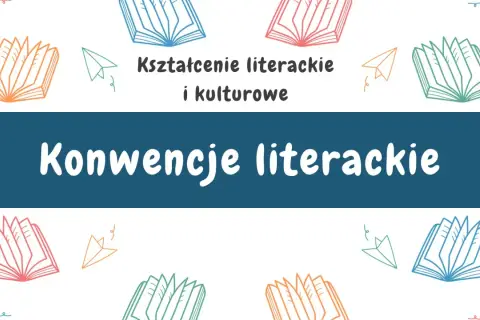 Kształcenie literackie i kulturowe: poznaj konwencje literackie. Ilustracja z otwartymi książkami i papierowymi samolotami.