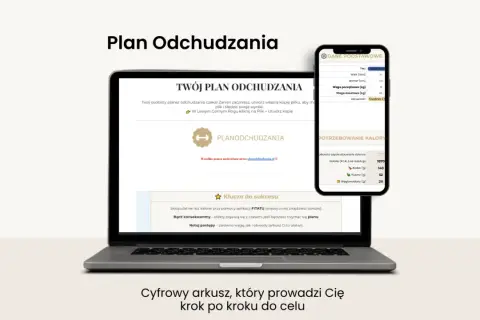 Cyfrowy arkusz "Plan Odchudzania" pomoże Ci zacząć odchudzanie. Zawiera dane podstawowe, zapotrzebowanie kaloryczne i klucze do sukcesu.