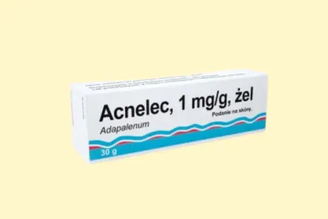 Opakowanie żelu Acnelec 1 mg/g z adapalenem. Wiele osób szuka acnelec opinie, by pozbyć się trądziku.