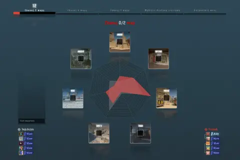 Wybór map w CS2: Ancient, Anubis, Inferno, Mirage, Dust II, Train, Nuke. Gracze banują mapy przed meczem.