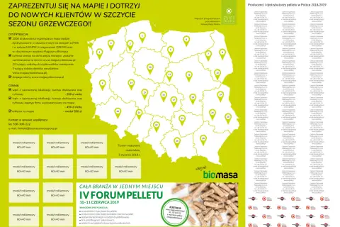 Mapa z zaznaczonymi lokalizacjami producentów i dystrybutorów pelletu w Polsce. Zaprezentuj się na mapie i dotrzyj do nowych klientów w szczycie sezonu grzewczego!