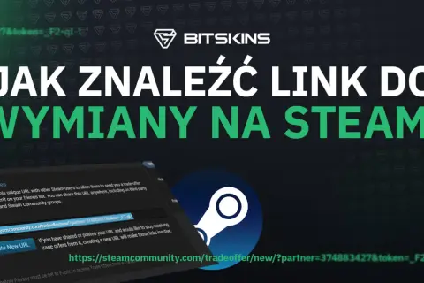 Jak znaleźć swój link do wymiany na Steam? Na ekranie widzisz przykładowy adres URL do ofert wymiany.