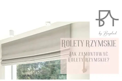 Elegancka roleta rzymska na karnisz z żabkami, prezentująca się stylowo w nowoczesnym wnętrzu.