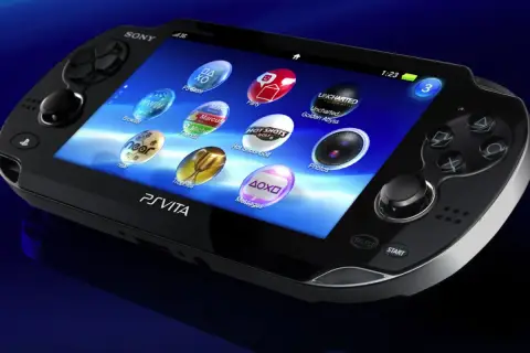 Konsola PS Vita z ikonami gier i aplikacji na ekranie, przypominająca interfejs ps vita emulatora.