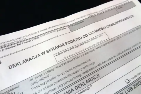 Deklaracja PCC3 dotycząca podatku od czynności cywilnoprawnych. Wypełniony formularz podatkowy.