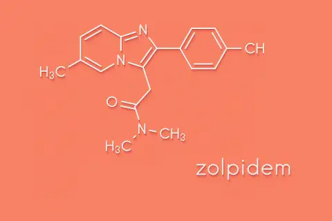 Struktura chemiczna zolpidemu, leku nasennego. Zrozumienie jego budowy może pomóc w analizie zolpidem skutki uboczne.