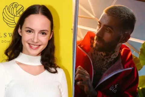 Martyna Byczkowska, uśmiechnięta, obok mężczyzny z tatuażami.