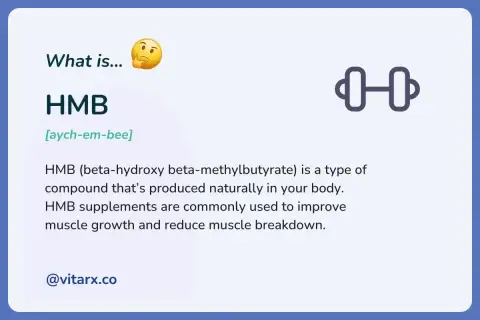 HMB (beta-hydroxy beta-methylbutyrate) to związek naturalnie występujący w organizmie, wspierający wzrost mięśni.