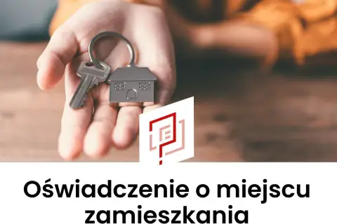 Oświadczenie właściciela lokalu o zapewnieniu miejsca zamieszkania. Klucze do nowego domu w dłoni.