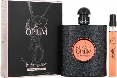 Zestaw perfum Black Opium od YSL, w tym flakon i próbka. Idealny odpowiednik dla miłośniczek tego zapachu, made in lab.