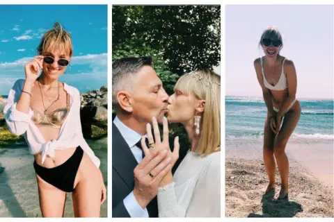 Joanna Kudzbalska wiek: uśmiechnięta na plaży, podczas ślubu i w bikini nad morzem.