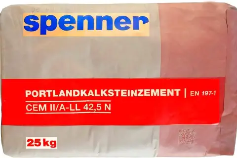 Sack Portlandkalksteinzement CEM II/A-LL 42,5 N von Spenner, 25 kg.