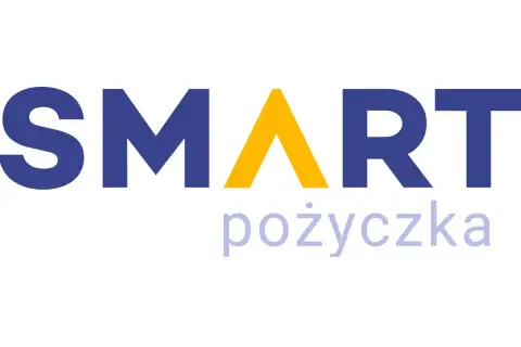 Logo "SMART pożyczka" z żółtym trójkątem w literze A. Idealne rozwiązanie, by rozłożyć pożyczkę na raty.
