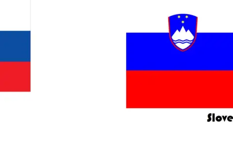Flagi Słowacji i Słowenii. Oba kraje mają podobne barwy, ale różnią się herbami. 🇸🇰