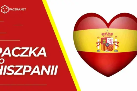 Serce w barwach Hiszpanii symbolizuje paczkę do Hiszpanii. TANIA PACZKA.NET.