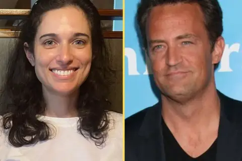 Uśmiechnięta Molly Hurwitz obok Matthew Perry'ego.