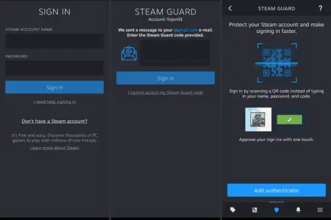 Ekran logowania Steam. Dowiedz się, jak zmienić hasło na Steam na telefonie, logując się lub dodając uwierzytelniacz.