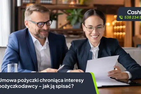 Uśmiechnięci ludzie omawiają umowę pożyczki pieniędzy. Zapewnij sobie bezpieczeństwo finansowe.