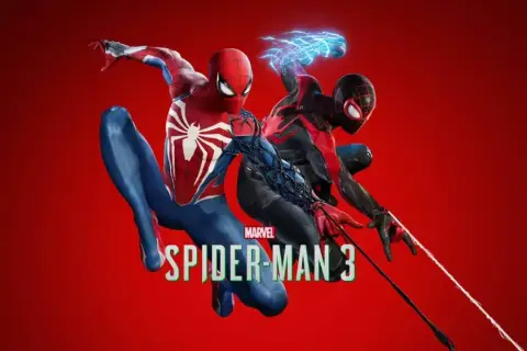 Dwóch Spider-Manów, Peter i Miles, szykuje się do akcji w grze Spider-Man 3 PS5.