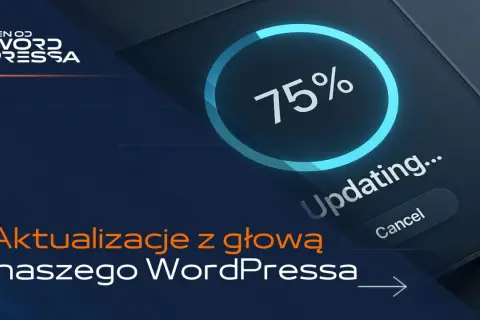 Grafika pokazuje postęp aktualizacji WordPressa do 75%. Dowiedz się, jak zaktualizować WordPress bezpiecznie i efektywnie.