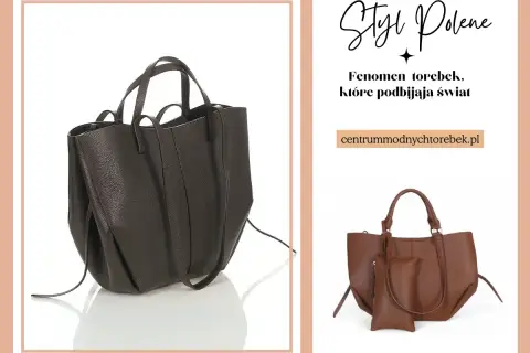 Eleganckie włoskie marki torebek, które podbijają świat. Brązowa shopperka i mniejsza torebka na ramię.
