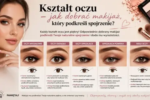 Poradnik makijażu dla różnych typów oczu: migdałowych, okrągłych, opadających i małych. Dobierz makijaż, by podkreślić swoje spojrzenie.