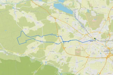 Mapa z zaznaczonymi trasami rowerowymi Gliwice i okolicami.