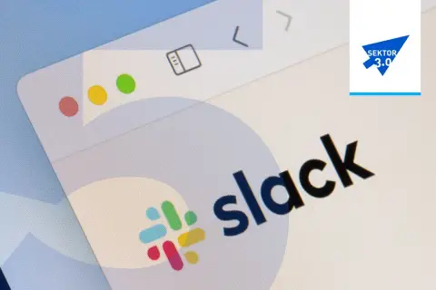 Logo Slack na ekranie komputera. Dowiedz się, slack co to za narzędzie do komunikacji w pracy.