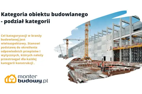 Budowa obiektu budowlanego z żurawiami i zbrojeniem. Kategoria obiektu budowlanego jest kluczowa dla przepisów.