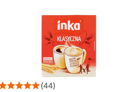 Pudełko Inki Klasycznej z napisem "100% naturalnych składników". Czy kawa inka jest zdrowa? To napój zbożowy, idealny na co dzień.