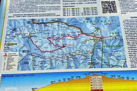 Trasa narciarska Obidowa - Turbacz, 11 km, 570 m przewyższenia. Idealna na biegówki.