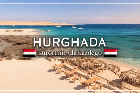 Hurghada, Egipt. Wycieczka objazdowa na rajską plażę z turkusową wodą i łodziami. Idealne miejsce na relaks.
