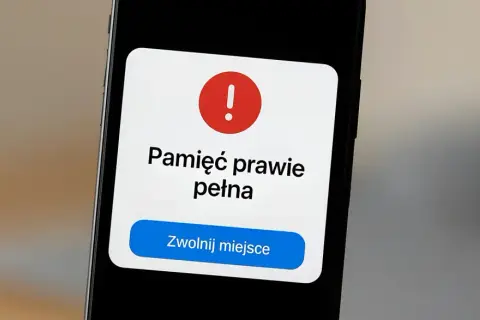 Komunikat na ekranie telefonu: "Pamięć prawie pełna". Czas zwolnić miejsce, by móc dalej robić zdjęcia i nagrywać filmy.
